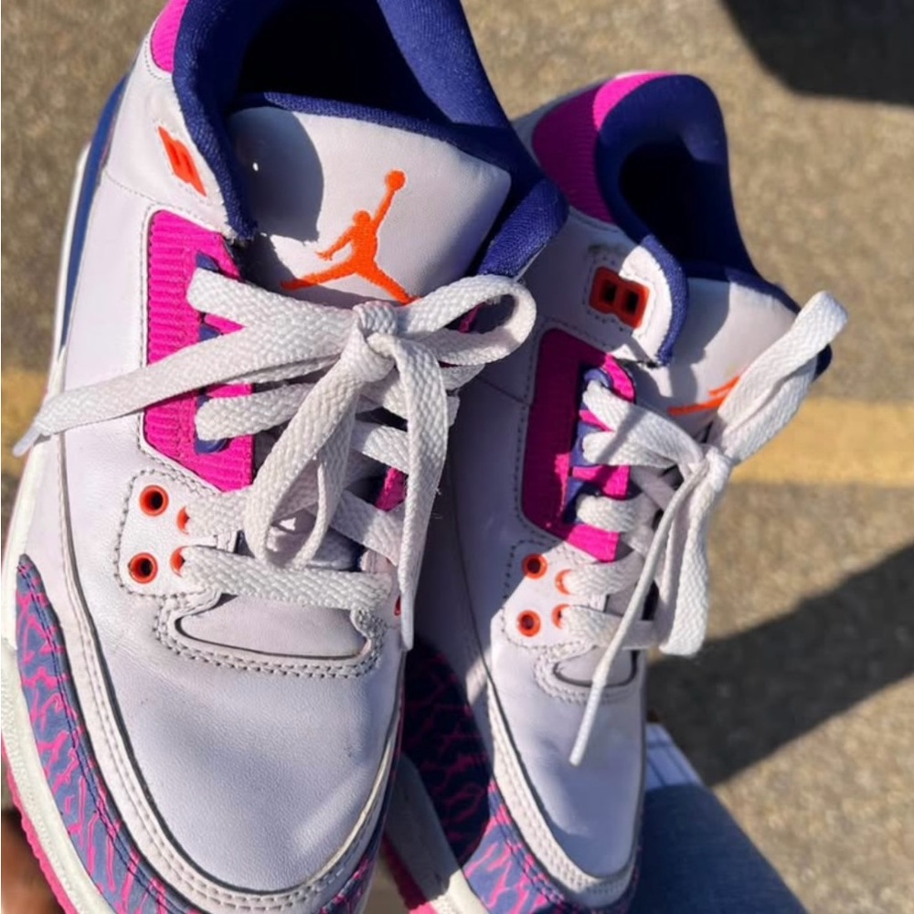 Air Jordan White, Pink and Purple Retro 3’s